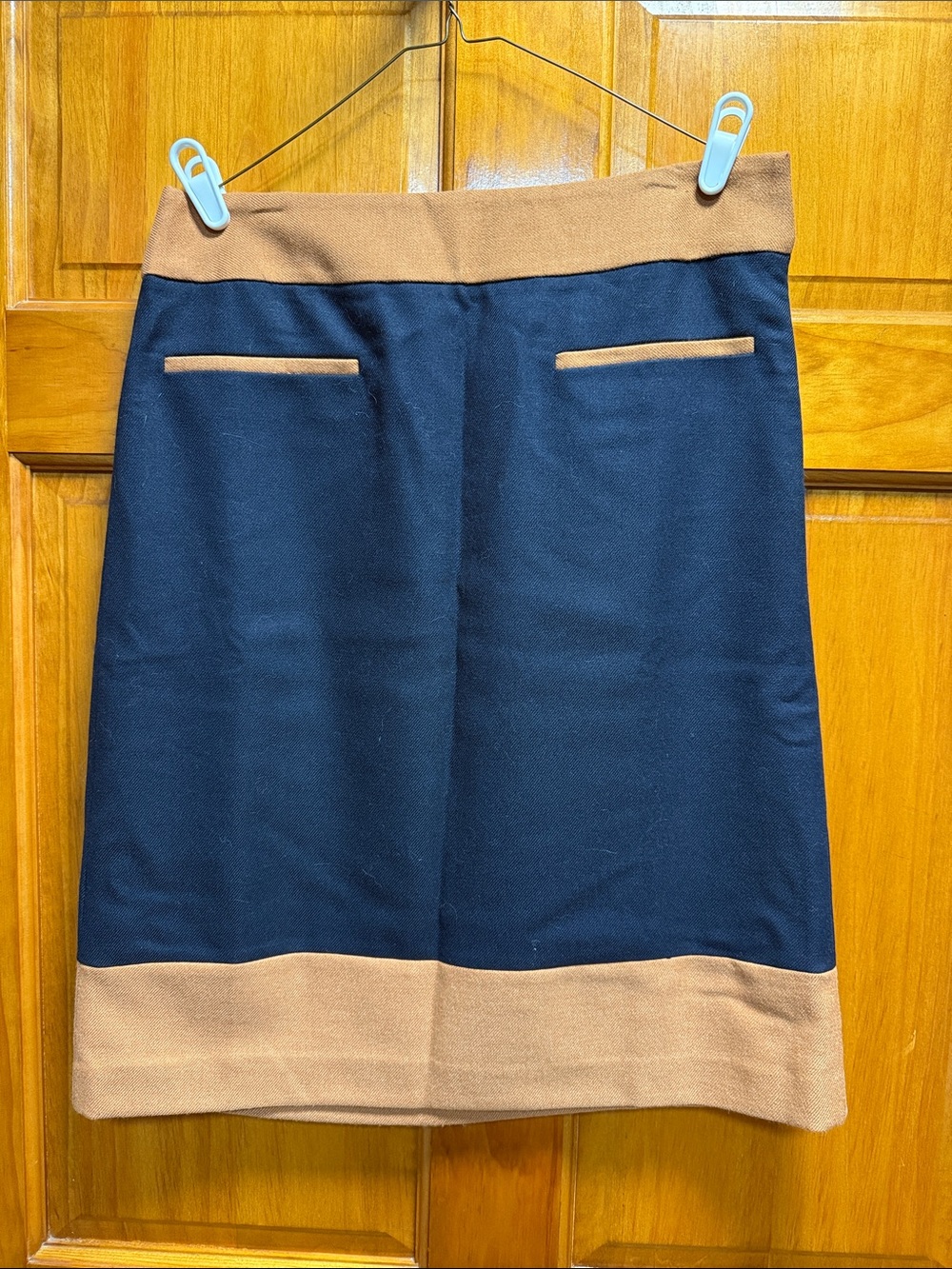 Black and Tan Colorblock Midi Skirt